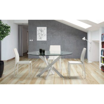 Okrúhly jedálenský stôl so sklenenou doskou 120x120 cm Ruth - Marckeric – Obrázok 6