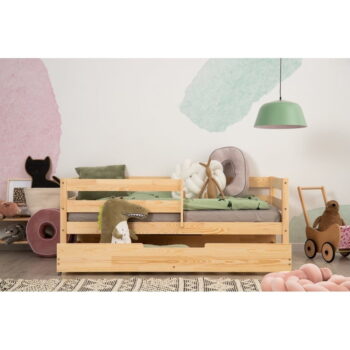Detská posteľ z borovicového dreva s úložným priestorom v prírodnej farbe 70x160 cm Mila CPD – Adeko - Image 2