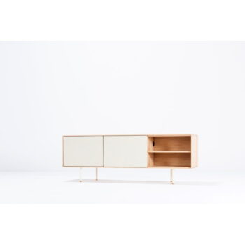 TV stolík z dubového dreva v bielo-prírodnej farbe 180x64 cm Fina – Gazzda – Obrázok 4