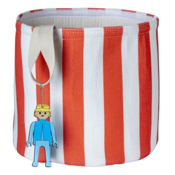 Červený látkový detský kôš na hračky ø 30x28 cm Stripes – Playmobil - Image 3