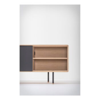 TV stolík z dubového dreva v čierno-prírodnej farbe 180x64 cm Fina – Gazzda – Obrázok 8