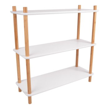 Biely regál s bambusovými nohami Leitmotiv Cabinet Simplicity, 80 x 82.5 cm – Obrázok 2