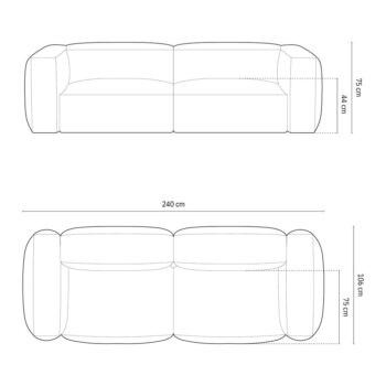 Čierna pohovka 240 cm Martina – Micadoni Home – Obrázok 4