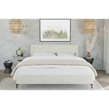 Béžová čalúnená dvojlôžková posteľ s roštom 200x200 cm Barker – Ropez - Image 4