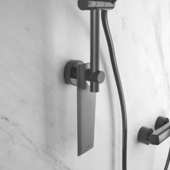 Matne čierna samodržiaca oceľová kúpeľňová polička Lava – Metaltex – Obrázok 3