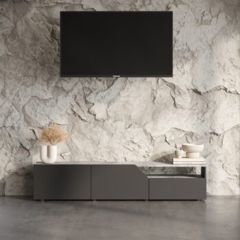 Čierny TV stolík v dekore betónu 180x38 cm Verone – TemaHome – Obrázok 5