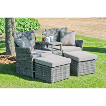 Sivý záhradný lounge set z umelého ratanu pre 2 Calgary – Garden Pleasure - Image 2