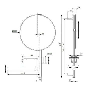 Nástenné zrkadlo s poličkou/s vešiakom ø 51 cm ALU+ – Ideal Standard - Image 4