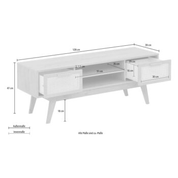 TV stolík v dekore duba v prírodnej farbe 128x47 cm Bridget – Støraa - Image 5