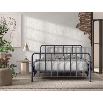 Modrá kovová dvojlôžková posteľ s roštom 160x200 cm BRONXX – Vipack – Obrázok 4