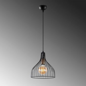 Čierne závesné svietidlo s kovovým tienidlom ø 25 cm Cafu – Opviq lights - Image 5