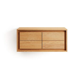 Nízka závesná skrinka pod umývadlo z teakového dreva v prírodnej farbe 90x40 cm Kenta – Kave Home – Obrázok 2