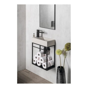 Čierny kovový závesný podstavec bez umývadla 39,5x45 cm Crest – Sapho – Obrázok 2