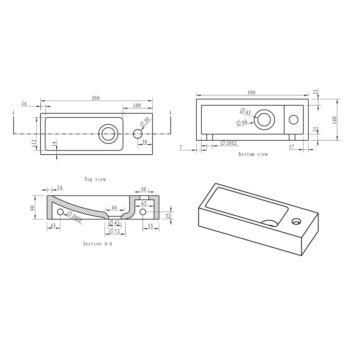 Čierne kamenné umývadlo 38x14 cm Blok – Sapho - Image 5