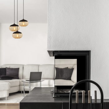 Závesné svietidlo v okrovo žltej a čiernej farbe so skleneným tienidlom ø 50 cm Camini – Opviq lights - Image 3