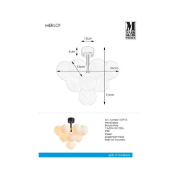 Stropné svietidlo Markslöjd Merlot Plafond 13L Black - Image 3