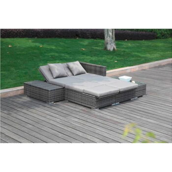 Sivý záhradný lounge set z umelého ratanu pre 4 Alcudia – Garden Pleasure - Image 4