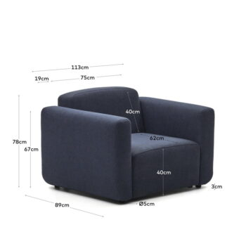 Tmavomodré kreslo Neom – Kave Home - Image 3