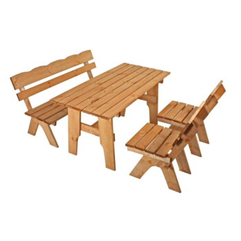 Záhradný jedálenský set z borovicového dreva v prírodnej farbe pre 4 Black Forest – Garden Pleasure - Image 3