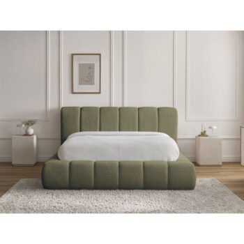 Zelená čalúnená dvojlôžková posteľ s úložným priestorom s roštom 140x190 cm Denali – Bobochic Paris – Obrázok 5