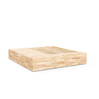 Dvojlôžková posteľ z borovicového dreva s úložným priestorom s roštom v prírodnej farbe 140x200 cm Basement Bed – Karup Design