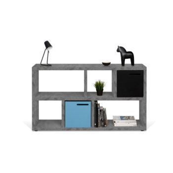 Sivá knižnica v dekore betónu 150x83 cm Berlin – TemaHome - Image 2