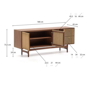 Hnedá nízka komoda v dekore orecha 180x73 cm Elan – Kave Home - Image 6