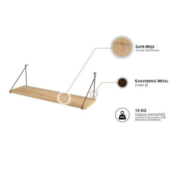 Polica v dekore duba v prírodnej farbe 72 cm Armoni – Kalune Design – Obrázok 4