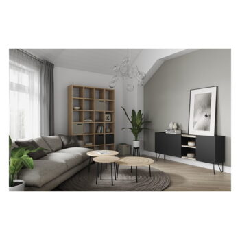 Čierna komoda s 3 policami a 3 dvierkami TemaHome Nina, 180 x 83 cm - Image 6