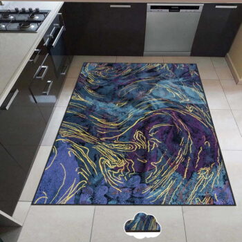 Tmavomodrý prateľný behúň 80x200 cm Swirls – Oyo Concept - Image 3