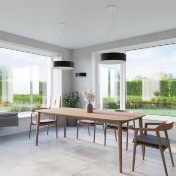 Čierne závesné svietidlo s textilným tienidlom ø 100 cm Herra – Nice Lamps - Image 6