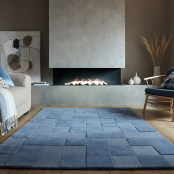 Tmavomodrý ručne tkaný vlnený koberec 200x290 cm Checkerboard – Flair Rugs - Image 2