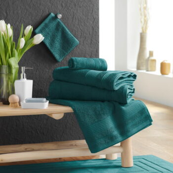 Tmavozelený froté bavlnený uterák 50x90 cm Tendresse – douceur d'intérieur - Image 4
