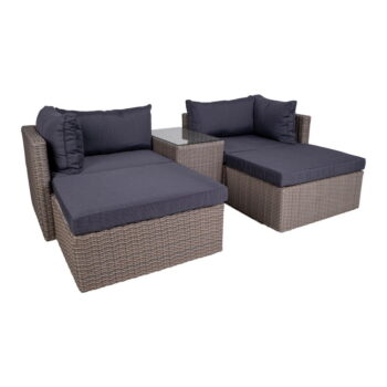 Tmavosivý záhradný lounge set z umelého ratanu pre 3 Rossi – House Nordic – Obrázok 3