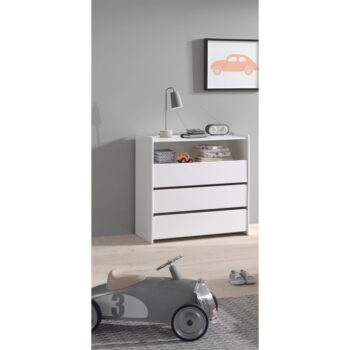 Biela nízka detská komoda z borovicového dreva s prebaľovacím pultom 90x106 cm KIDDY – Vipack - Image 6