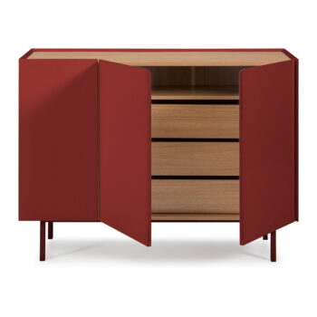 Červená nízka komoda v dekore duba 110x85 cm Arista – Teulat – Obrázok 4