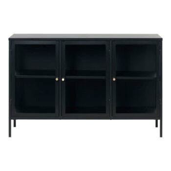Čierna kovová vitrína 132x85 cm Carmel – Unique Furniture