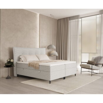 Svetlosivá boxspring posteľ s úložným priestorom 140x200 cm Sinai – Maison de Rêve - Image 6