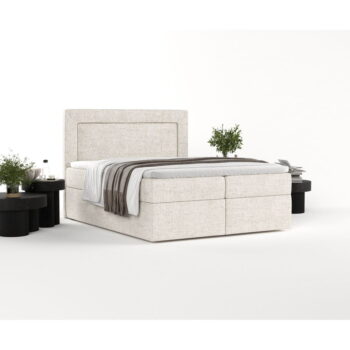 Krémovobiela boxspring posteľ s úložným priestorom 140x200 cm Imagine – Maison de Rêve – Obrázok 9