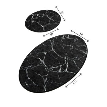Súprava 2 čiernych oválnych kúpeľňových predložiek Foutastic Marble - Image 2