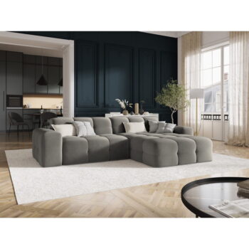 Sivá zamatová rohová pohovka (pravý roh) Kendal - Micadoni Home - Image 4