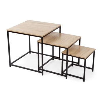 Konferenčné stolíky v prírodnej farbe v súprave 3 ks 50x50 cm – Compactor