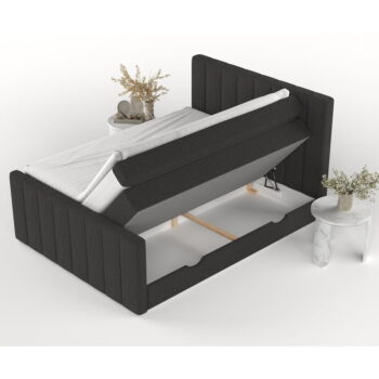 Čierna boxspring posteľ s úložným priestorom 200x200 cm Ruby – Maison de Rêve – Obrázok 2