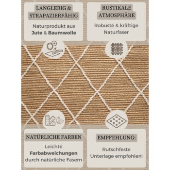 Ručne tkaný jutový behúň v prírodnej farbe 80x200 cm Kunu – Hanse Home – Obrázok 2