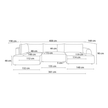 Svetlosivo-béžová menčestrová rozkladacia rohová pohovka (pravý roh/do "U") Lucien – Bobochic Paris – Obrázok 3