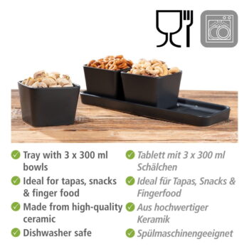 Matne čierne keramické servírovacie misy v súprave 3 ks Snack & Dip – Wenko - Image 8