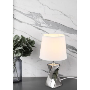 Stolová lampa v striebornej farbe s textilným tienidlom (výška 28 cm) Abeba – Trio - Image 2