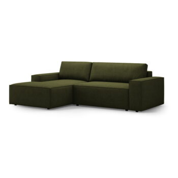 Tmavozelená rozkladacia rohová pohovka z textílie bouclé (ľavý roh) Jodie – Micadoni Home - Image 5