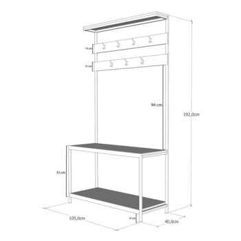 Čierna/prírodná predsieňová zostava v dekore borovice Girne - Kalune Design - Image 4