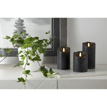 Čierna vosková LED sviečka Star Trading Flamme Rustic, výška 15 cm – Obrázok 4